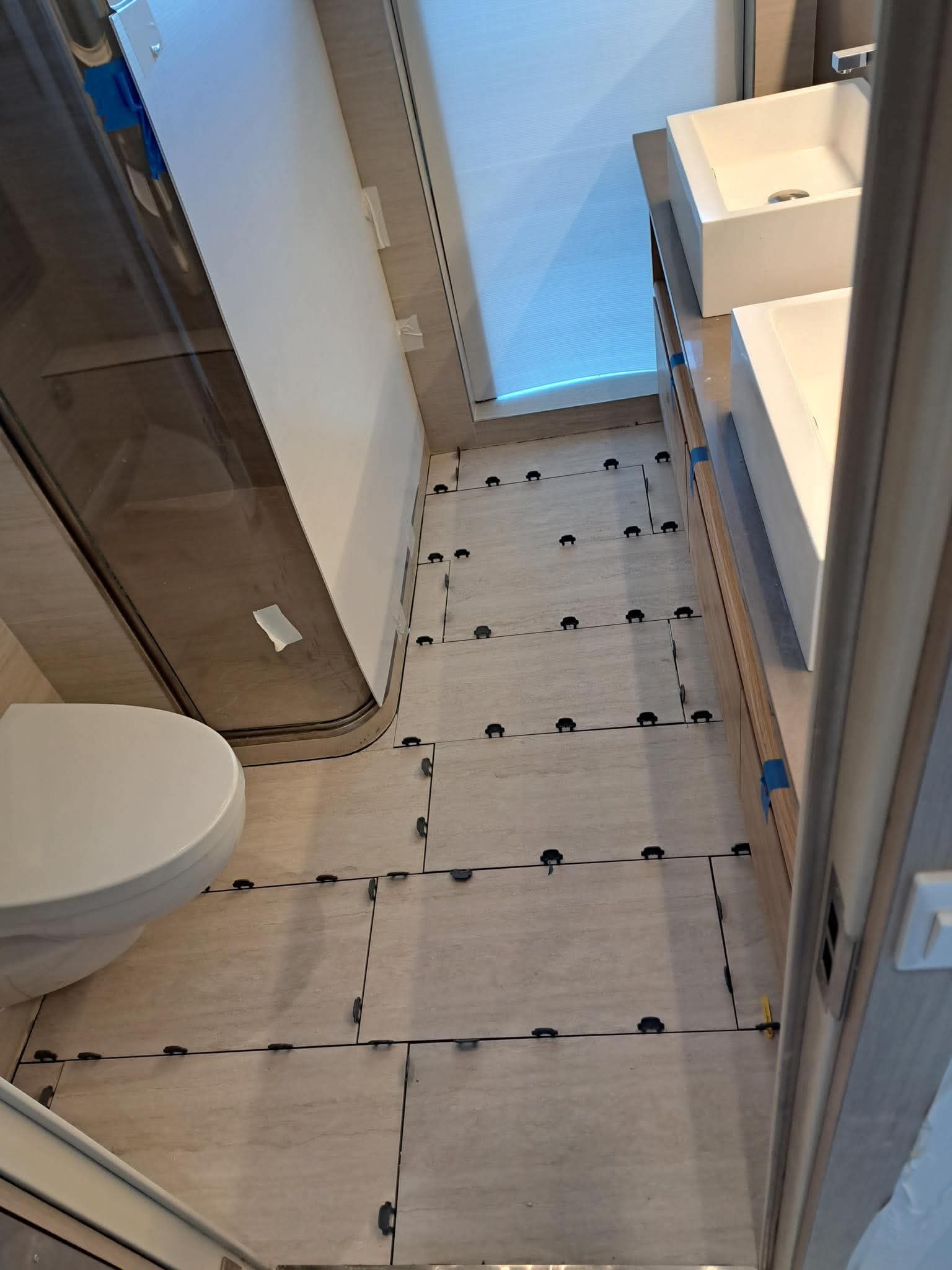 Bathroom floor tile installation