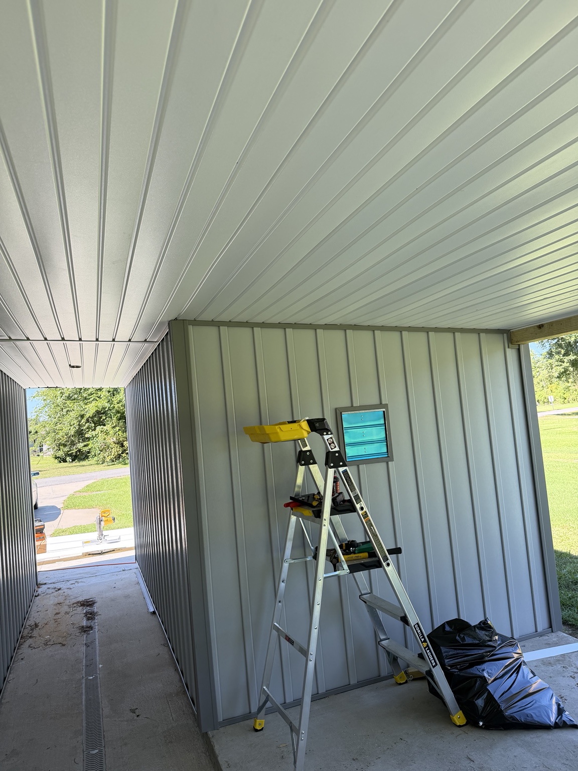 Covered porch ceiling under construction